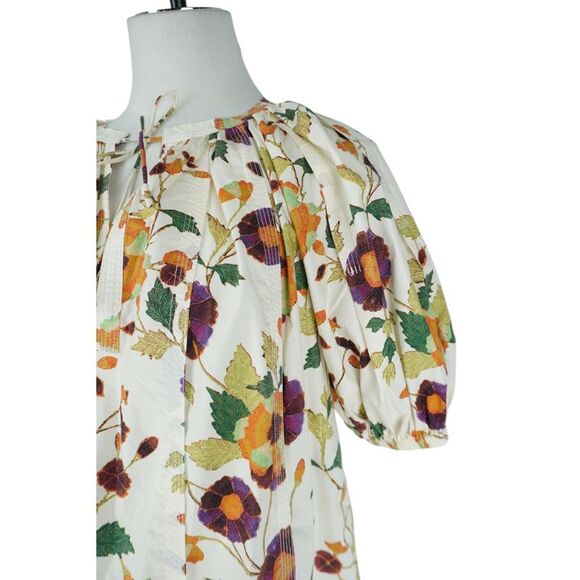 ULLA JOHNSON Cream Floral Loose Blouse - Picture 4 of 5